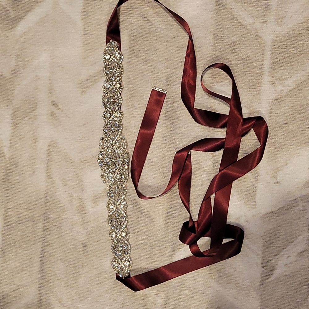 Maroon jeweled belt dress it up or as a bridesmaid